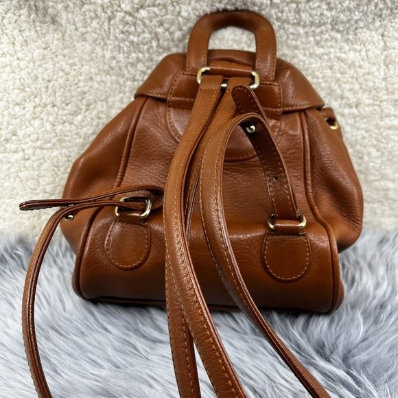 Vintage Christian Dior Tan Brown Leather CD Flap Mini Backpack - Picture 8 of 11